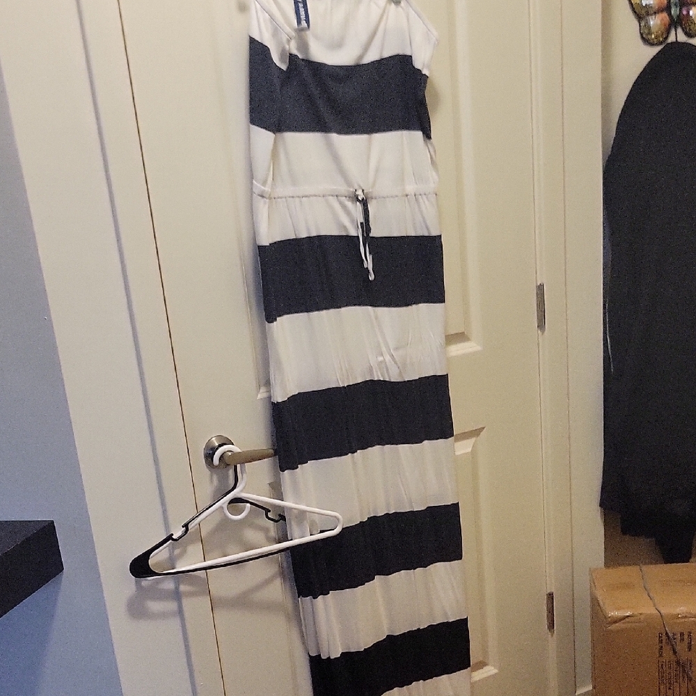 Blue & White Stripedless Maxi Dress